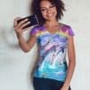 shirt met katten en dolfijnen en regenbogen